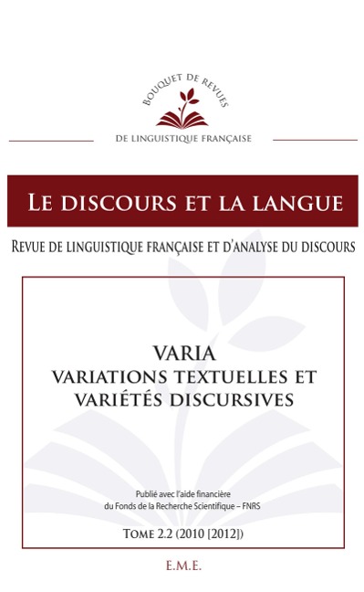 Varia, Variations textuelles et variétés discursives - Collectif
