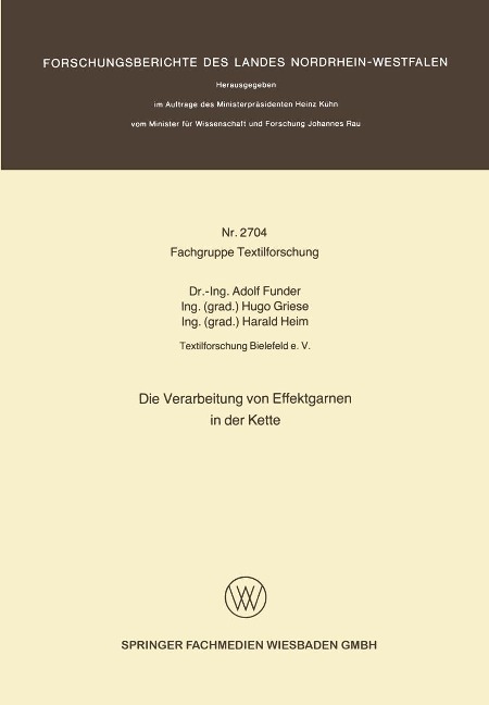Die Verarbeitung von Effektgarnen in der Kette - Adolf Funder