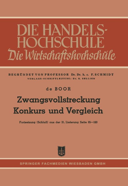 Zwangsvollstreckung Konkurs und Vergleich - Hans Otto ~deoe Boor