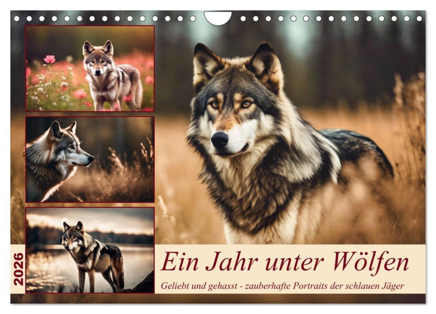 Ein Jahr unter Wölfen (Wandkalender 2026 DIN A4 quer), CALVENDO Monatskalender - Claudia Kleemann