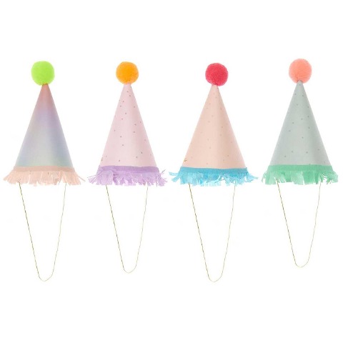Mini-Partyhüte Futschikato, 8 Stk, 14 cm x Ø 8 cm, 210 g/m², inkl. 30 cm Elasticband - 