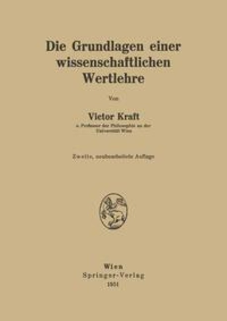 Die Grundlagen einer wissenschaftlichen Wertlehre - Victor Kraft