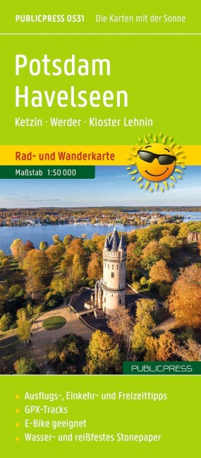 Publicpress Rad- und Wanderkarte Potsdam, Havelseen, Ketzin, Warder, Kloster Lehnin 1:50.000 - 