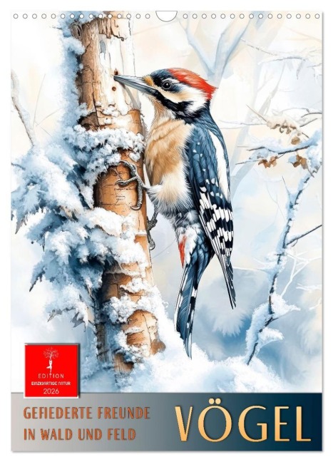 Vögel - gefiederte Freunde in Wald und Feld (Wandkalender 2026 DIN A3 hoch), CALVENDO Monatskalender - Peter Roder