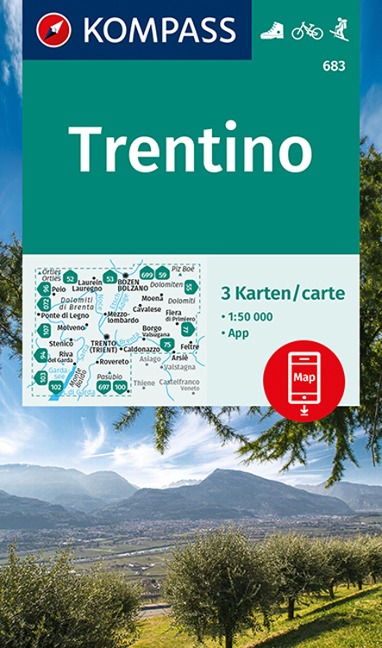 KOMPASS Wanderkarten-Set 683 Trentino (3 Karten) 1:50.000 - 