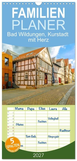 Familienplaner 2027 - Bad Wildungen, Kurstadt mit Herz mit 5 Spalten (Wandkalender, 21 x 45 cm) CALVENDO - Markus W. Lambrecht