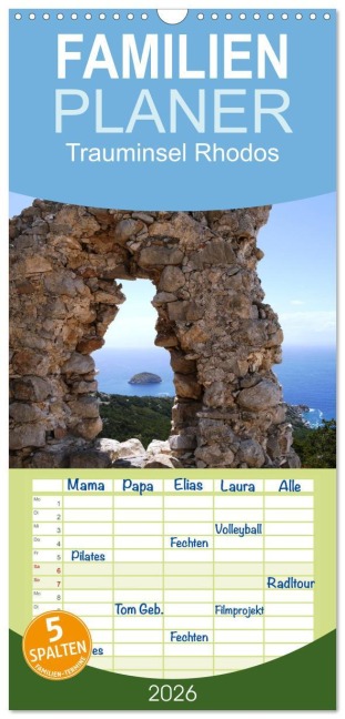 Familienplaner 2026 - Trauminsel Rhodos mit 5 Spalten (Wandkalender, 21 x 45 cm) CALVENDO - Cristina Wilson GbR