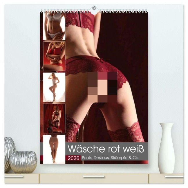 Wäsche rot weiß (hochwertiger Premium Wandkalender 2026 DIN A2 hoch), Kunstdruck in Hochglanz - Lichtgestalt Lichtgestalt
