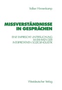 Cover-Bild zum Titel 'Mißverständnisse in Gesprächen' von 'Volker Hinnenkamp'