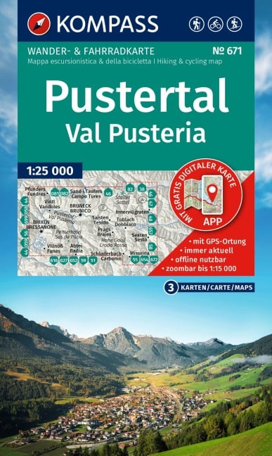 KOMPASS Wanderkarten-Set 671 Pustertal / Val Pusteria (3 Karten) 1:25.000 - 