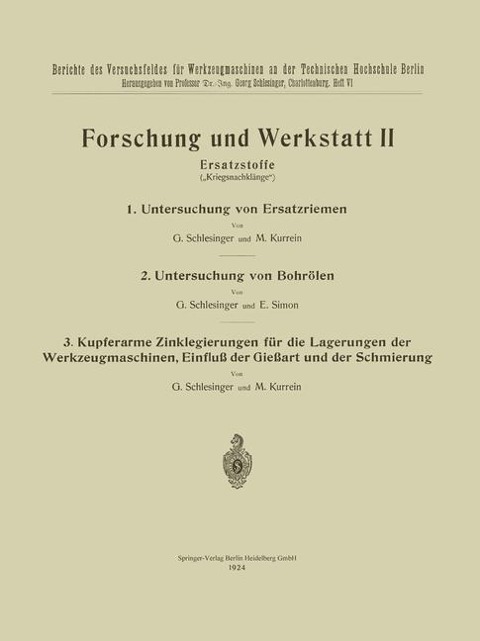 Forschung und Werkstatt II - Max Kurrein, G. Schlesinger, E. Simon