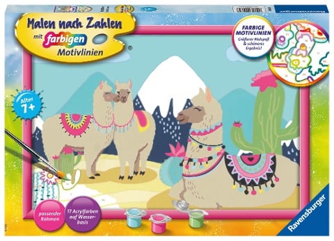 Ravensburger Malen nach Zahlen 20065 - Glückliche Lamas - Kinder ab 7 Jahren - 