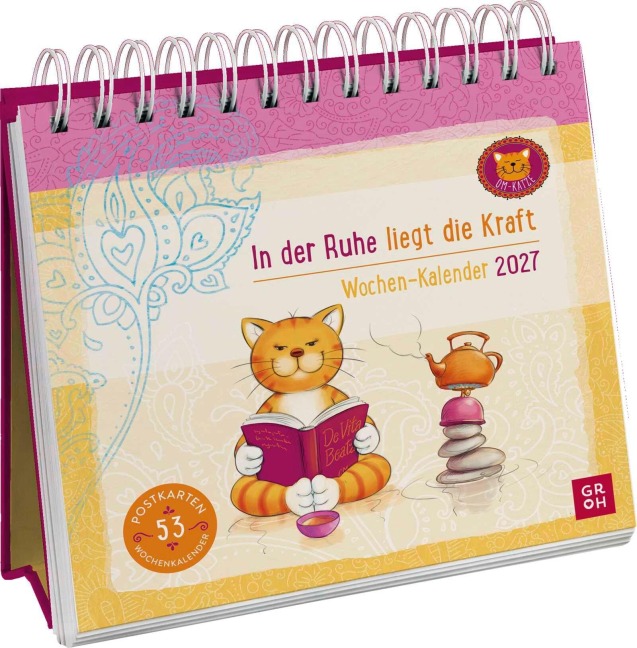 Postkartenkalender 2027: Om-Katze: In der Ruhe liegt die Kraft - 