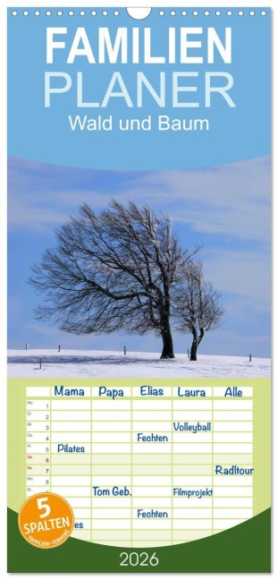 Familienplaner 2026 - Wald und Baum 2026 mit 5 Spalten (Wandkalender, 21 x 45 cm) CALVENDO - Bildagentur Geduldig