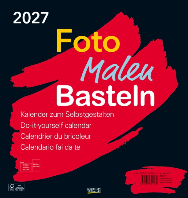 Foto-Malen-Basteln Bastelkalender schwarz groß 2027 - 