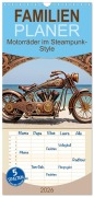 Cover-Bild zum Titel 'Familienplaner 2026 - Motorräder im Steampunk-Style mit 5 Spalten (Wandkalender, 21 x 45 cm) CALVENDO' von 'Claudia Kleemann'