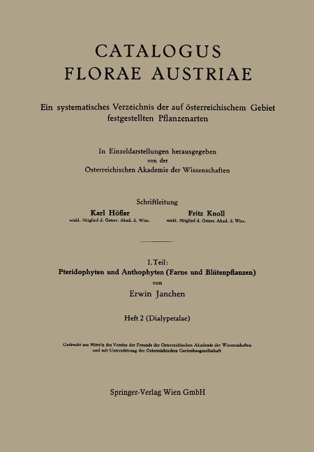 I. Teil: Pteridophyten und Anthophyten (Farne und Blütenpflanzen) - Erwin Janchen