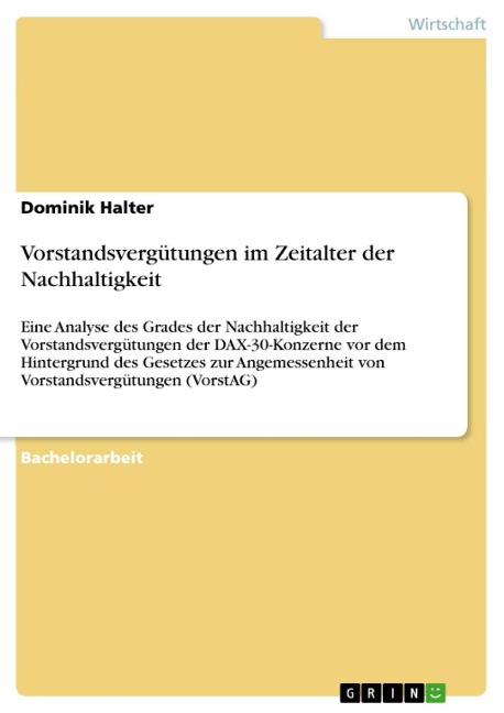 Vorstandvergütungen im Zeitalter der Nachhaltigkeit - Dominik Halter