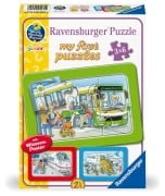 Cover-Bild zum Titel 'Kinderpuzzle 3x6 Teile - Wieso? Weshalb? Warum? Unterwegs mit Bus, Bahn und Flugzeug' von ''