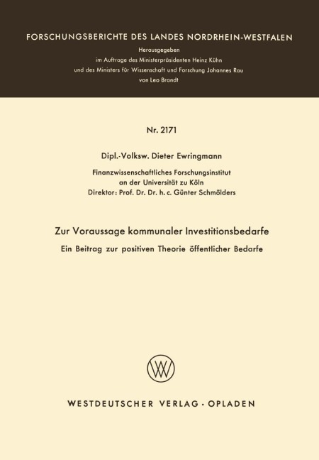 Zur Voraussage kommunaler Investitionsbedarfe - Dieter Ewringmann