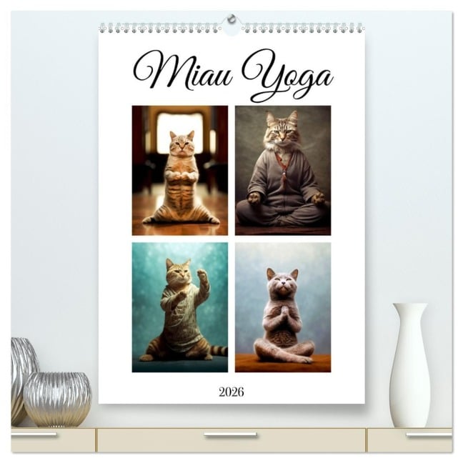 Miau Yoga (hochwertiger Premium Wandkalender 2026 DIN A2 hoch), Kunstdruck in Hochglanz - Justyna Jaszke JBJart