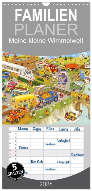 Familienplaner 2026 - Meine kleine Wimmelwelt mit 5 Spalten (Wandkalender, 21 x 45 cm) CALVENDO - Marion Krätschmer