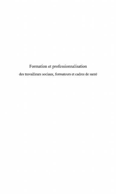 Formation et professionnalisation des tr - Hebrard Pierre
