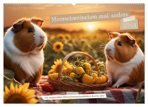 Meerschweinchen mal anders! (Wandkalender 2024 DIN A2 quer), CALVENDO Monatskalender - Heidi Spiegler