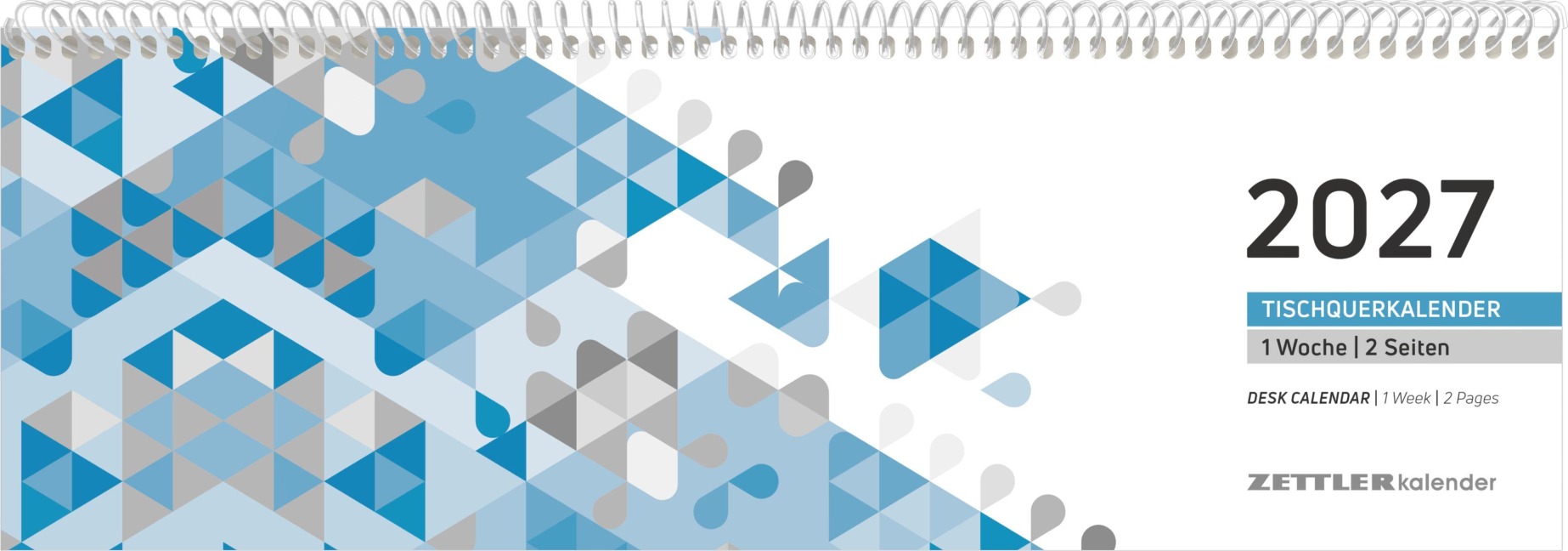 Tischquerkalender 1W/2S blau 2027 - 