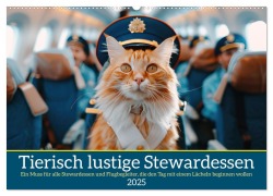 Tierisch lustige Stewardessen (Wandkalender 2025 DIN A2 quer), CALVENDO Monatskalender - Peter Rübsamen
