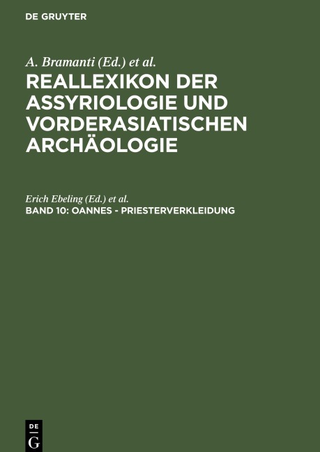 Reallexikon der Assyriologie und Vorderasiatischen Archäologie, Band 10, Oannes - Priesterverkleidung - 