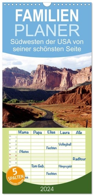 Familienplaner 2026 - USA-Südwesten von seiner schönsten Seite 2026 mit 5 Spalten (Wandkalender, 21 x 45 cm) CALVENDO - Christian Döbler