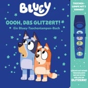 Cover-Bild zum Titel 'Bluey - Oooh, das glitzert! - Interaktives Taschenlampen-Soundbuch mit 5 Geräuschen und Glitzerseiten' von ''