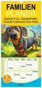Cover-Bild zum Titel 'Familienplaner 2027 - Dackel Fun. Zauberhafte Hunde Cartoons fürs Herz mit 5 Spalten (Wandkalender, 21 x 45 cm) CALVENDO' von 'Rose Hurley'