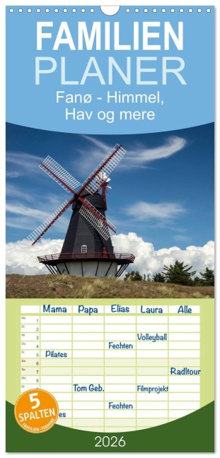 Familienplaner 2026 - Fanø - Himmel, Hav og mere mit 5 Spalten (Wandkalender, 21 x 45 cm) CALVENDO - Marion Peußner