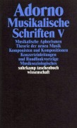 Cover-Bild zum Titel 'Musikalische Schriften 5' von 'Theodor W. Adorno'