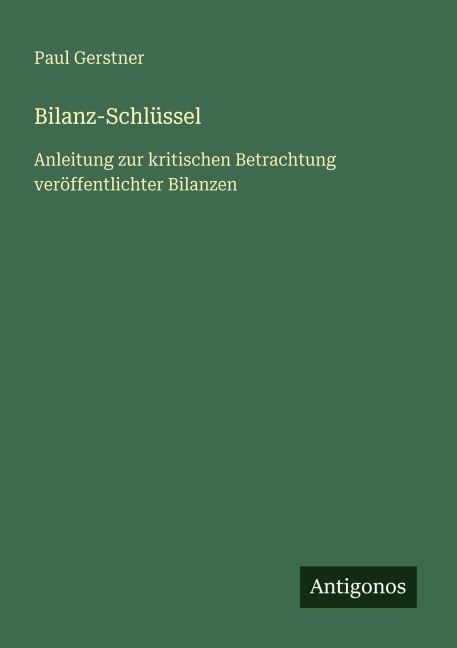 Bilanz-Schlüssel - Paul Gerstner