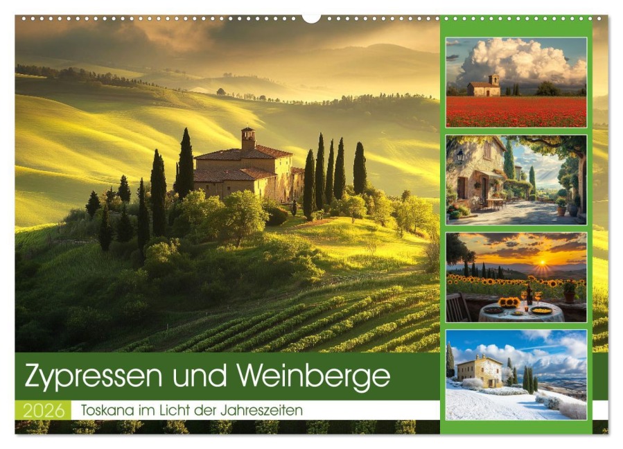 Zypressen und Weinberge (Wandkalender 2026 DIN A2 quer), CALVENDO Monatskalender - Steffen Gierok-Latniak