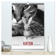Sonja Heller Katzen in SW-Portraits (hochwertiger Premium Wandkalender 2026 DIN A2 hoch), Kunstdruck in Hochglanz - Sonja Heller