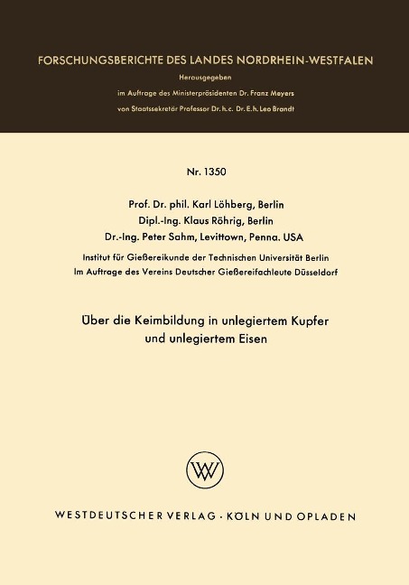 Über die Keimbildung in unlegiertem Kupfer und unlegiertem Eisen - Karl Löhberg