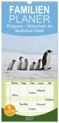 Cover-Bild zum Titel 'Familienplaner 2027 - Pinguine - Watscheln im festlichen Kleid mit 5 Spalten (Wandkalender, 21 x 45 cm) CALVENDO' von 'Elisabeth Stanzer'