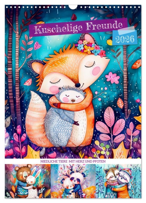 Kuschelige Freunde - Niedliche Tiere mit Herz und Pfoten (Wandkalender 2026 DIN A3 hoch), CALVENDO Monatskalender - Anja Frost