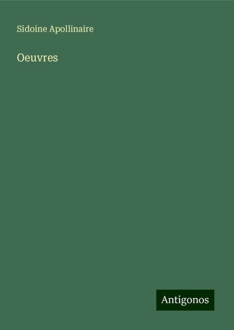 Oeuvres - Sidoine Apollinaire