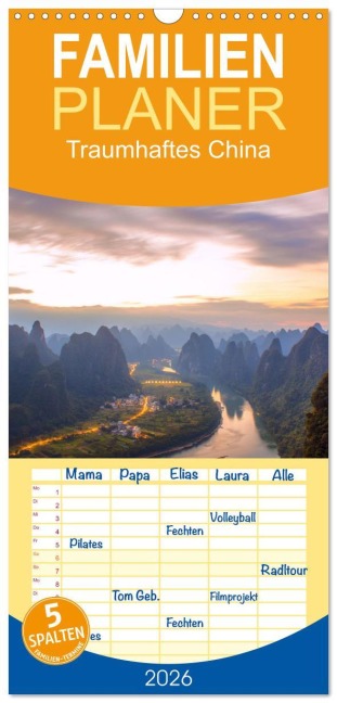 Familienplaner 2026 - Traumhaftes China mit 5 Spalten (Wandkalender, 21 x 45 cm) CALVENDO - Sergej Henze