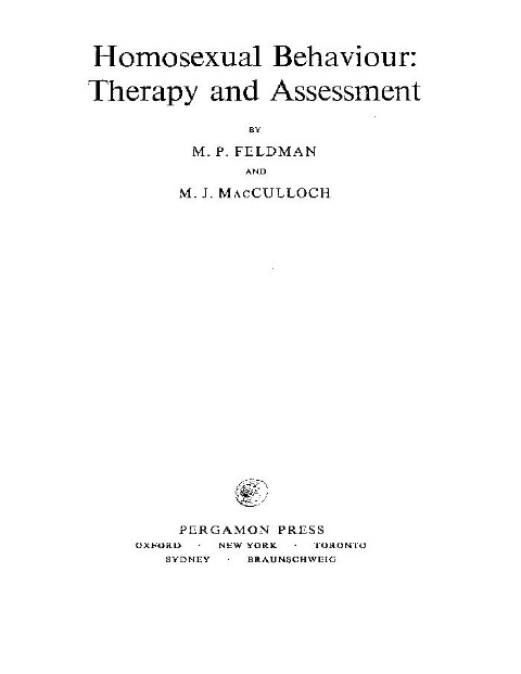Homosexual Behaviour - M. P. Feldman, M. J. MacCulloch