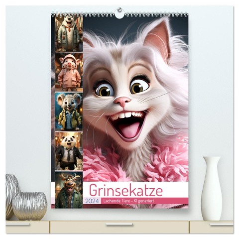 Grinsekatze (hochwertiger Premium Wandkalender 2024 DIN A2 hoch), Kunstdruck in Hochglanz - Cathrin Illgen