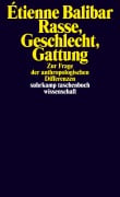 Cover-Bild zum Titel 'Rasse, Geschlecht, Gattung' von 'Étienne Balibar'