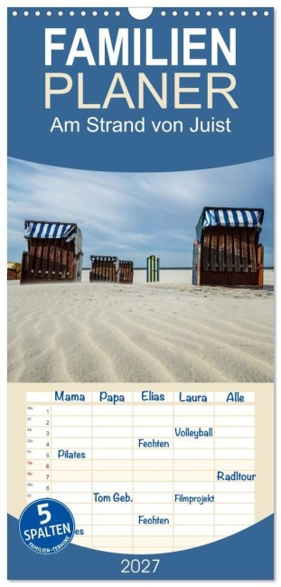 Familienplaner 2027 - Am Strand von Juist mit 5 Spalten (Wandkalender, 21 x 45 cm) CALVENDO - Daphne Schmidt