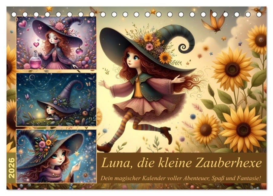 Luna, die kleine Zauberhexe (Tischkalender 2026 DIN A5 quer), CALVENDO Monatskalender - Liam Blue