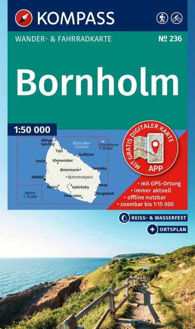 KOMPASS Wanderkarte 236 Bornholm 1:50.000 - 